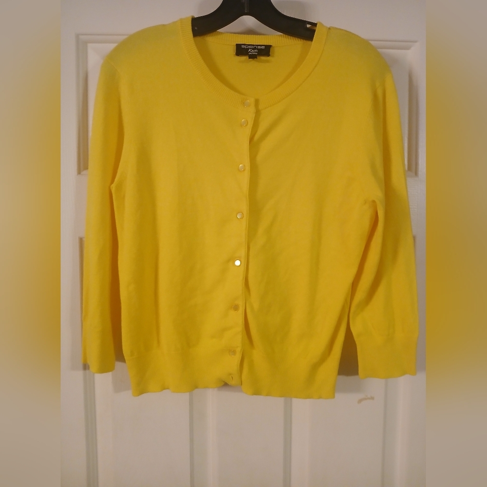 Spense Knits Yellow Long Sleeve Cardigan Size PL